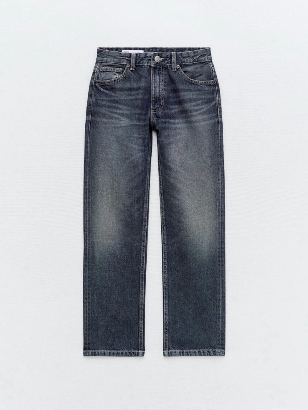 Zara Womens Dark wash straight leg jeans with a relaxed fit